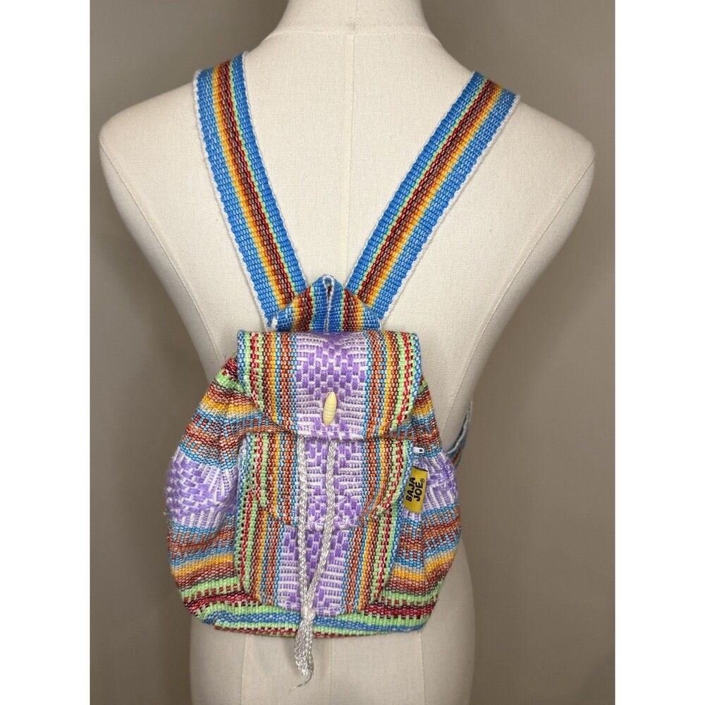 Baja Joe Pinzon Mexican Backpack Woven Baja Bag Aztec Multicolor 8 in- Festival